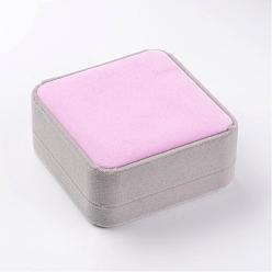Gray Square Velvet Bracelet/Bangle Boxes, Jewelry Gift Boxes, Gray, 9x9x4.1cm