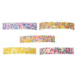 (52) Непрозрачная лаванда 5набор эластичных браслетов из стеклянных бусин, разноцветные, внутренний диаметр: 2-1/4 дюйм (5.6 см)