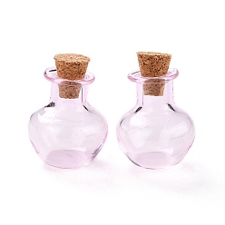 Pink Ornement rond de bouteilles de liège en verre, bouteilles vides en verre, fioles de bricolage pour décorations pendantes, rose, 1.8x2.1 cm