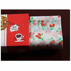 Coloré Papier d'emballage de gâteau jetable, papier sulfurisé, style fraise, colorées, 25x21.8cm, 50pcs / boîte