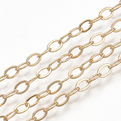 Light Gold Brass Cable Chain Necklace Making, with Lobster Claw Clasps, Light Gold, 32 inch(81.5cm)