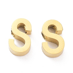 Letter S Ионное покрытие (ip) 304 брелоки из нержавеющей стали, алфавит, золотые, letter.s, 8x5x3 мм, отверстие : 1.8 мм