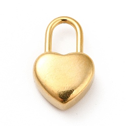 Real 18K Gold Plated Ion Plating(IP) 304 Stainless Steel Pendants, Heart Padlock, Real 18K Gold Plated, 18.5x12x6mm, Hole: 7.5x4.5mm