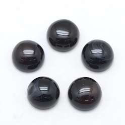 Agate Noire Cabochons en agate noire naturelles, plat rond, teint, 8x3~4mm