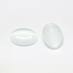 Blanc Cabochons oeil de chat, ovale, blanc, 14x10x2.5mm
