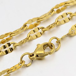 Golden 304 Stainless Steel Dapped Cable Chain Necklaces, with Lobster Claw Clasps, Golden, 23.4 inch(59.4cm), 3.5mm