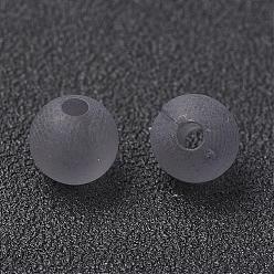 Gray Transparent Acrylic Beads, Round, Frosted, Gray, 6mm, Hole: 1.8mm, about 4000pcs/500g