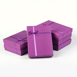 Pourpre Boîtes en carton de bijoux avec bowknot et une éponge à l'intérieur, rectangle, pourpre, 160x120x30mm, Taille intérieure: 155x115 mm