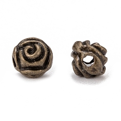 Antique Bronze Tibetan Style Spacer Beads, Cadmium Free & Lead Free, Rose Flower, Antique Bronze, 5mm, Hole:1.5mm, about 2500pcs/1000g