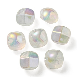 Honeydew UV Plating Luminous Transparent Acrylic Beads, Glow in The Dark, Half Round, Honeydew, 19x19x15mm, Hole: 3.5mm