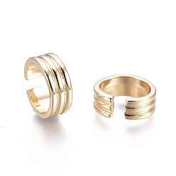 Golden Brass Cuff Earrings, Ring, Golden, 12x11x4.2mm, Inner Diameter: 10mm