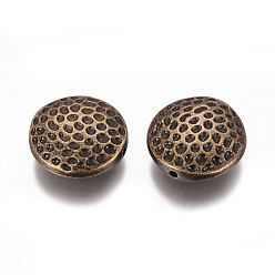 Bronze Antique Perles de style tibétain, couleur de bronze antique, perles d'alliage de zinc, sans plomb et sans cadmium, plat rond, 17 mm de diamètre, épaisseur de 6mm, Trou: 1mm