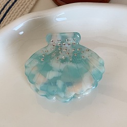 Turquoise Medio Pinzas para el cabello con forma de garra de acetato de celulosa (resina), con diamantes de imitación, accesorios para el cabello para mujer niña, medio turquesa, 40x50 mm
