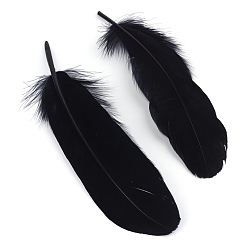 Noir Accessoires de costumes de plumes d'oie, teint, noir, 160~215x36~47mm