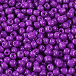 Medium Orchid Baking Paint Glass Seed Beads, Medium Orchid, 8/0, 3mm, Hole: 1mm, about 10000pcs/bag