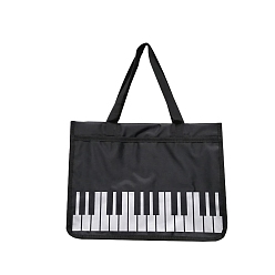 Черный Нейлоновые музыкальные сумки с клавишами фортепиано, музыкальная сумка для покупок на молнии, прямоугольные, чёрные, 37x28x12 см