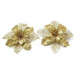 Gold Plastic Glitter Artificial Flower, for Christmas Tree Decorations, Gold, 160~165x160~165x40mm