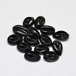Black Natural Cowrie Shell Beads, Dyed, Oval, No Hole, Black, 5~20x10~13x5~7mm