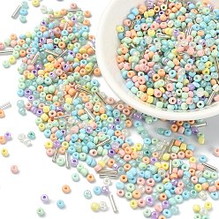 Coloré Perles de rocailles en verre de couleurs intérieures opaques et transparentes, trou rond, rond & tube, colorées, 2~3x1.5~9mm, Trou: 0.8~1mm