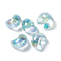 Cyan Perlas de resina transparentes, luna, cian, 25x22x16.5 mm, agujero: 3.5 mm
