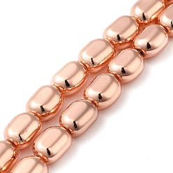 Plaqué D'or Rose Brins de perles d'hématite non magnétiques synthétiques galvanisées, ovale, rose plaqué or, 9.5x8x6mm, Trou: 0.9mm, Environ 42 pcs/chapelet, 16.14'' (41 cm)