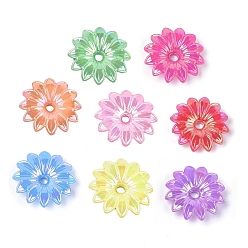 Mixed Color Opaque AS Plastic Bead Caps, Pearlized, Flower, Mixed Color, 32x32x7mm, Hole: 4mm, about 350pcs/500g