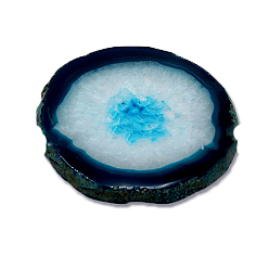 Deep Sky Blue Dyed Natural Agate Slice Cup Mats, Heat Resistant Pot Mats, for Home Kitchen, Polygon, Deep Sky Blue, 60~80mm