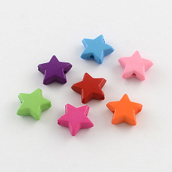 Color mezclado Granos de acrílico opaco estrella, color mezclado, 14x14x5 mm, Agujero: 2 mm, sobre 1080 unidades / 500 g