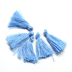 Cornflower Blue Handmade Polycotton(Polyester Cotton) Tassel Decorations, Pendant Decorations, Cornflower Blue, 29~35mm