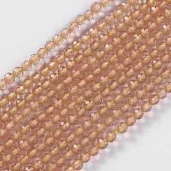 Brun Saddle Chapelets de perles en verre, facette, ronde, selle marron, 2x2mm, Trou: 0.4mm, Environ 193~197 pcs/chapelet, 14.17 pouces ~ 15.51 pouces (36~39.4 cm)