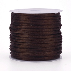 Coffee Nylon Cord, Satin Rattail Cord, for Beading Jewelry Making, Chinese Knotting, Coffee, 2mm, about 10.93 yards(10m)/roll