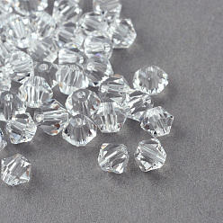 Clear Imitation Crystallized Glass Beads, Transparent, Faceted, Bicone, Clear, 3.5x3mm, Hole: 1mm, about 720pcs/bag