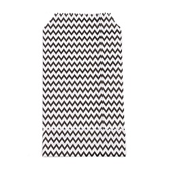 Noir Sacs en papier kraft blanc, pas de poignées, sacs de rangement, motif de vague, sac de cadeau d'anniversaire de fête de mariage, noir, 15x8.3x0.02 cm