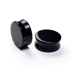 Black Onyx Туннель для ушей из натурального черного оникса, двойной расклешенный ушной расширитель, датчики уха, 27x11.5 мм