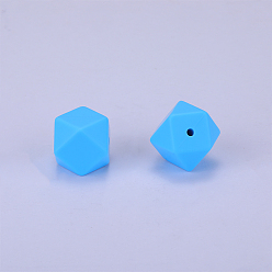 Cornflower Blue Hexagonal Silicone Beads, Chewing Beads For Teethers, DIY Nursing Necklaces Making, Cornflower Blue, 23x17.5x23mm, Hole: 2.5mm