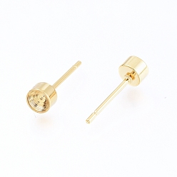 Golden 304 Stainless Steel Stud Earring Settings, for Pointed Back Rhinestone, Golden, Fit for 3mm Rhinestone, 13.5x4mm, Pin: 0.8mm