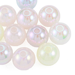 Color mezclado Perlas de acrílico chapadas en arco iris iridiscentes, perlas de brillo, rondo, color mezclado, 15.5x15 mm, agujero: 3.5 mm