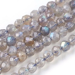 Labradorite Natural Labradorite Beads Strands, Faceted, Round, 4mm, Hole: 0.8mm, about 96~100pcs/strand, 15.5 inch(39.5cm)