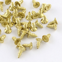 Golden Iron Screws Findings, Golden, 5x4mm, pin: 2mm, about 4800pcs/500g