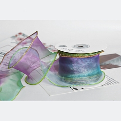 Medium Orchid Organza Ribbon, Wave Ribbon, for Gift Wrapping, Party Decoration, Medium Orchid, 2~2-1/8 inch(50~55mm), 10m/roll