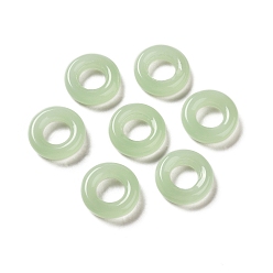 Ligamaza Anillos de unión de vidrio, imitación de jade, anillo redondo, mielada, 16x4 mm, diámetro interior: 7.8 mm