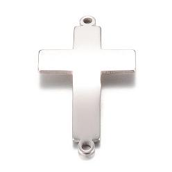 Stainless Steel Color 201 Stainless Steel Links connectors, Latin Sideways Cross, Stainless Steel Color, 25x14.5x1mm, Hole: 1mm