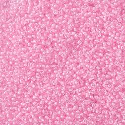 (RR207) Хрустальный с Розовой Подкладкой Миюки круглые бусины рокайль, японский бисер, (rr 207) розовый кристалл на подкладке, 8/0, 3 мм, отверстие : 1 мм, Около 2111~2277 шт / 50 г