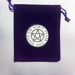 Star Runes Velvet Jewelry Storage Drawstring Pouches, Rectangle Jewelry Bags, for Witchcraft Articles Storage, Star, 15x12cm