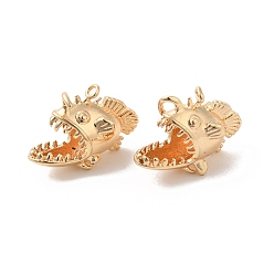 Real 18K Gold Plated Brass Charms, Shark Charm, Real 18K Gold Plated, 13x12.5x7mm, Hole: 0.8mm