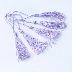 Lilas Décorations polyester pompon, décorations pendantes, lilas, 130x6 mm, gland: 70~90 mm