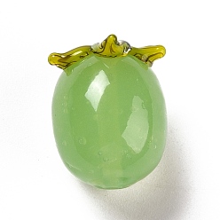 Vert Mer Moyen Perles au chalumeau faites à la main sur le thème de l'automne, kaki, vert de mer moyen, 14x12mm, Trou: 1.2mm