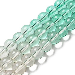 Vert Brins de perles de quartz synthétiques teints et chauffés, perles rondes de couleur dégradée, verte, 8mm, Trou: 1mm, Environ 55~56 pcs/chapelet, 15.55''~15.75'' (39.5~40 cm)
