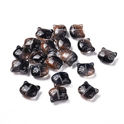 Negro Perlas de vidrio, para la fabricación de la joyería, gato, negro, 12.5x14x6.5 mm, agujero: 1 mm