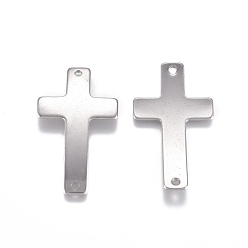 Stainless Steel Color 304 Stainless Steel Links connectors, Cross, Stainless Steel Color, 35.5x20.5x1.5mm, Hole: 1.6mm